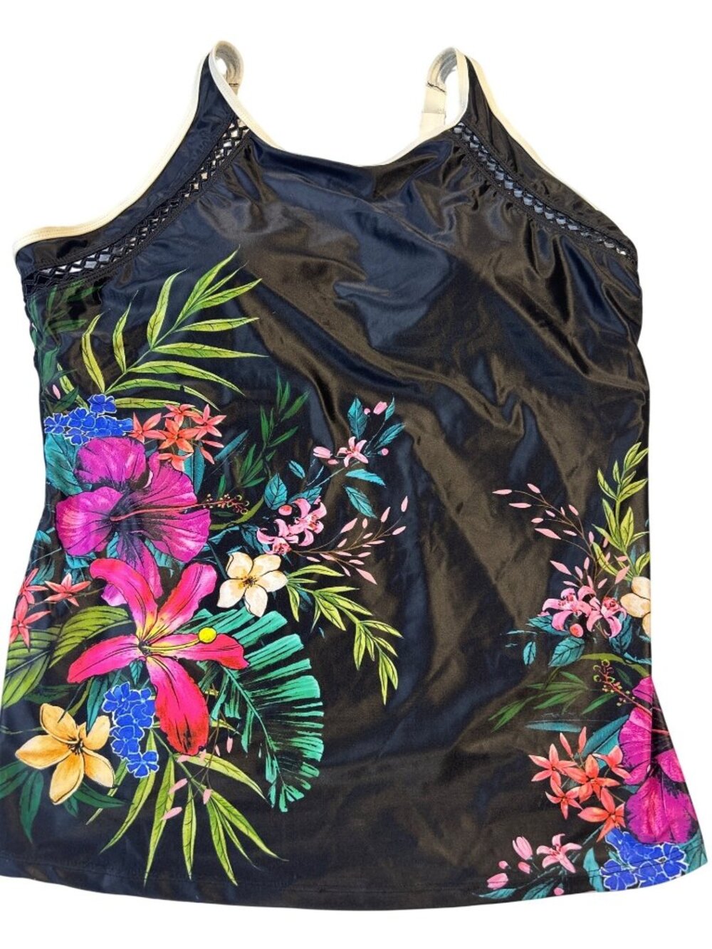 Free Country Womens XXL (18) Floral Swim Tankini TOP ONLY Recycled Fabric UPF 50